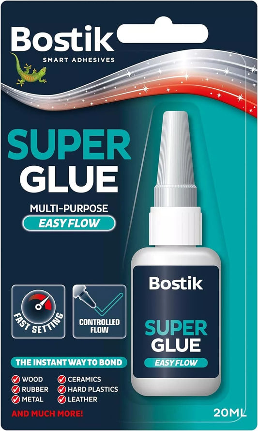 Bostik Super Glue Easy Flow  1/8 Tyre Fast Acting, Multipurpose Liquid Glue, 20ml